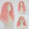 Moda Europeia Peruca Rosa Africana Venda Quente Cachos Pequenos Fibra Química Natural Cobertura de Cabelo Repartição Livre Cabelo Curto Cacheado