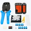 Alicates para Cable de Red, Pinzas de Crimpar Cabezales de Cristal, Alicates de Red de Grado Profesional, Probador de Red, Juego de Herramientas para Conectores, Pinzas de Sujeción de Cables