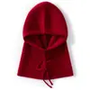 Gorro de cachemira para mujer 100% cachemira pura otoño e invierno cordón protección para las orejas cálido tejido moda gorro integrado