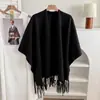 Xale Casual com Pintura a Tinta para Mulheres, Jaqueta Capa Elegante e Fashion, Cachecol Elegante de Imitação de Caxemira para Outono e Inverno