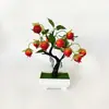 Novo conjunto de 10 peças de planta artificial com frutas em vaso do fabricante, presente de Ano Novo, bonsai de frutas da sorte, adereço de fotografia, decoração de vaso