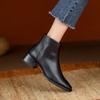 Botas Chelsea Femininas de Salto Médio Outono/Inverno 2023 Novas Botas Martin de Salto Grosso Forradas de Lã Botas Curtas Hinney