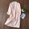 Camisola Estilo Kimono Japonês, Roupa de Casa, Pijama, Robe, Gaze de Algodão Puro, Robe de Algodão para Sauna com Amarração, Estilo Fino