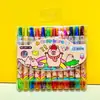 Fábrica directa de productos nuevos de papelería Youzhi en stock bolsa de 12 colores crayón giratorio infantil de dibujos animados de 12 colores empaque