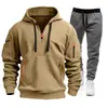 2026 Novo Conjunto de Moletom com Capuz e Calça Esportiva para Homem, Moda Outono-Inverno Transfronteiriça, com Múltiplos Bolsos e Zíper