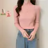 Nuevo suéter elegante de cuello alto medio para otoño/invierno 2026 para mujer, capa base de punto ajustada, top interior de manga larga