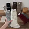Botas y Calcetines de Algodón para Niñas, Calcetines de Felpa con Etiqueta de Tela Otoño e Invierno, Cubre Piernas de Pantorrilla para Niñas Color Rojo Ancora Coreano para Año Nuevo y Navidad
