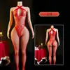 Yue Die Comércio Exterior Lingerie Sexy Gargalo Cruzado Abertura na Virilha Estilo Europeu e Americano Peça Única Body de Rede Meias de Rede Sexy Atacado Zjl