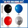 35 Globos Negros, Azules, Rojos y Plateados Ramo de Globos para el Día de San Valentín Globos de Color Sólido Decoración de Cumpleaños Decoración de Fiesta