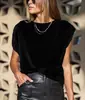 2026 Nueva Primavera y Verano Europeo y Americano Amazon Wish Camiseta Casual de Moda de Terciopelo Coreano Transfronteriza para Mujer