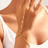 Pulsera de Cadena Transfronteriza Europea y Americana Pulsera Simple de Perlas Blancas Combinación Multicapa Cadena de Dedo Pulsera de Dedo de Aleación para Mujer