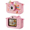 Câmera mini infantil de unicórnio, câmera dupla frontal e traseira, câmera digital HD, pode tirar fotos e vídeos, brinquedo divertido para crianças