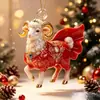 2027 Zodíaco de Ano Novo Ovelha Pingente Acrílico Plano Natal Ano Novo Ovelhinha Enfeite Decoração de Árvore de Natal Chave