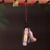 Colgante Pintado de Moda de Sándalo Verde con Símbolos de Buena Suerte para Hombres y Mujeres, Cadena de Teléfono con Borla de Madera, Accesorio Colgante para Bolsos