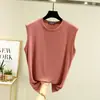 Colete de Manga Curta com Gola Redonda em Modal Feminino Verão Solto Fino Emagrecedor Top Tamanho Grande Cor Sólida Camisa Básica Coreana