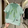 Marca Europeia e Americana Tendência Transfronteiriça Camiseta Masculina de Manga Curta Estampada em Seda de Leite 2025 Nova Tendência de Verão Casual Camiseta de Manga Curta