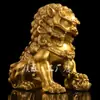 Par de Adornos de León de Latón Artesanías de Latón León Guardián Decoraciones para el Hogar