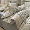 Capa de edredom lençol de cama conjunto de três peças dormitório estudantil fio de algodão ins renda francesa retrô fio de dupla camada algodão lavado gaze bolha