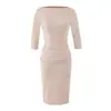 Vestido de Um Ombro Feminino 2026 Primavera/Outono Novo Design Cintura Fina Saia Bodycon Profissional Senso de Design Ligeiramente Maduro Vestido de Manga Três Quartos