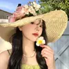 Sombrero de Playa de Paja Raffia Estilo Francés de Ala Ancha Sombrero de Protección Solar para Vacaciones en la Costa 2026 Nuevo Diseño Hueco Sombrero de Paja Parasol para Mujer
