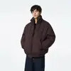 NASA SOBRE Jaqueta de algodão xadrez estilo americano com gola alta, espessa, para homens, nova coleção outono/inverno 2026, casaco de algodão acolchoado resistente ao frio e quente