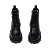 Botas de neve à prova d'água com plataforma, forradas de pelo e com cadarço, botas estilo Martin feminina, coleção de inverno 2026, com forro de fleece adicional e solas espessadas para aquecimento e proteção contra o frio.
