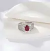 Anel de Rubi Cultivado Zhou Hengfu Jewelry em Prata S925 com Diamantes, Anel Feminino de Luxo Leve, Fornecimento Direto da Fábrica, Design de Nicho, Alto Padrão