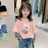 G2174 # Algodón Puro Camiseta Elegante de Falso Dos Piezas para Niñas Camiseta Básica de Manga Larga para Niños Mayores Modelo Nuevo Otoño 2025.