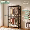 Guarda-roupa de metal estilo aberto, cabideiro de chão para quarto, cabide de roupas doméstico, unidade de prateleira para closet
