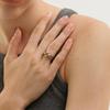 Anillo de apertura de doble capa con bobinado transfronterizo para mujer, nicho, alta calidad, acero de titanio, electrochapado en oro de 14K, joyería superpuesta, venta al por mayor