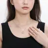 Nuevo Collar de Luna con Gato y Flores Estilo Coreano para Mujer, Cadena de Clavícula de Cobre Personalizada de Lujo Ligero, Gama Alta Nicho Estilo Ins