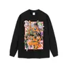 Camiseta Masculina de Manga Curta Transfronteiriça Estampa Anime Street Algodão Solto Gola Redonda Top Masculino e Feminino Meia-Manga