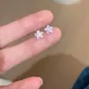 Pendientes Rosas Pequeños con Flor y Cierre de Rosca, Sencillos, Modernos y Delicados para Mujer, Pendientes Elegantes, Lujo Ligero, Sencillos, Dulces y Exquisitos