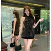 Blusa Rizada Ajustada para Mujer 2025 Nuevo Verano Estilo Francés Elegante Estilo Puro Deseo Ceñidor de Cintura sin Mangas