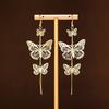 Pendientes con borlas de estilo transfronterizo, pendientes de gran sentido, estilo europeo y americano, pendientes dorados exagerados, joyería de plata de viento frío para mujer.