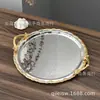 Ornamento de Mesa de Sobremesa para Casamento Europeu de Luxo Leve Transfronteiriço Bandeja de Chá da Tarde de Hotel Bandeja de Exibição para Armazenamento com Fundo Prateado e Borda Dourada