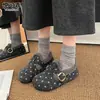 Zapatos Birkenstock de felpa de lana con lunares para mujer 2026 Otoño Invierno Nueva Llegada con Terciopelo Cálido Sin Cordones Casual Versátil Zapatos de Algodón