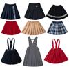 Saia plissada estilo preppy britânico para meninas jk saia xadrez l crianças de jardim de infância crianças do ensino fundamental roupas de apresentação saia suspensório saia colete