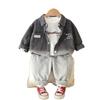 Roupa de Bebê Estilo Primavera e Outono Roupas Infantis Tie-Dye Jeans Conjunto de Três Peças Roupas de Outono Estilosas para Meninos de Um Ano