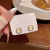 Pendientes de Aro con Forma de Lazo Microincrustados de Circonita de Venta Caliente Coreanos 2026 para Mujer, Aguja de Plata S925, Pendientes de Perla de Botón de Gama Alta de Nicho