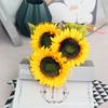 Flor Artificial Tallo Único Girasol Decoración para Sala de Estar Girasol Atrezzo para Fotos Girasol Exterior Flor Falsa Girasol