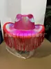 Chapéu de Cowboy Mágico Ocidental Chapéu de Festa de Halloween Carnaval Franja Pérola Rosa Chapéu de Cowboy Colorido Composto de EVA