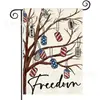Popular Bandera de Jardín del Día de la Independencia de Amazon Perro Estrella Estampado Material de Lino Bandera Decorativa Americana para Exteriores