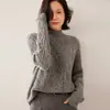 Hilo de Cachemir de Cien Colores Estilo Grueso Ropa Interior de Cachemir Manga Larga Cuello Medio Alto Tejido Estilo Coreano Suéter Pulóver Cálido para Mujer