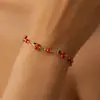 Collar Pulsera Retro Europeo Americano Pintado Cereza Roja Gargantilla Elegante para Niña Cadena para Clavícula de Verano Joyería al por Mayor
