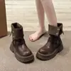 Botas Martin Nuevas Elegantes con Hebilla Otoño/Invierno 2026 para Mujer Versátiles de Gama Alta Suela Gruesa Botas de Media Caña con Felpa