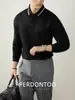 Camisa Polo de Algodón Piqué Pesado de 240g Estilo Old Money Otoño para Hombre de Manga Larga de Negocios de Gama Alta Casual sin Planchar