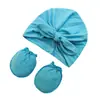 Nuevo Gorro para Bebé con Orejas de Conejo, Gorro Indonesio, Diadema Estampada, Guantes Antirrayaduras para Bebé, Juego de Tres Piezas, Gorro para Bebé
