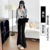 Pantalones de yoga acampanados grises para mujer, nuevo modelo primavera y otoño 2026, de tiro bajo, adelgazantes, casuales, aptos para personas petite, pantalones deportivos de fitness