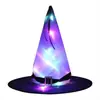 Productos de Halloween Sombrero de Halloween Sombrero de mago de tela Oxford negra Accesorios de decoración para fiestas Luces LED